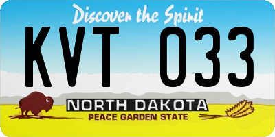 ND license plate KVT033