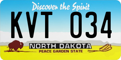 ND license plate KVT034