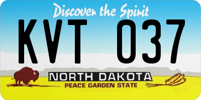ND license plate KVT037