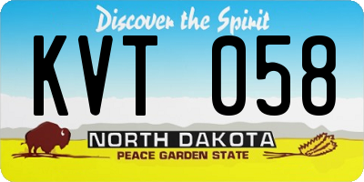 ND license plate KVT058