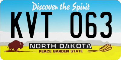 ND license plate KVT063