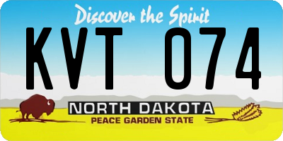 ND license plate KVT074