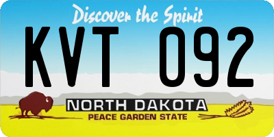 ND license plate KVT092