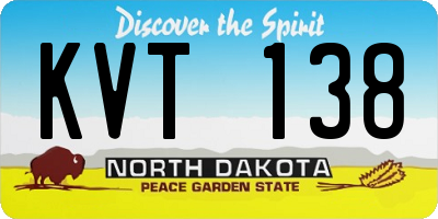 ND license plate KVT138