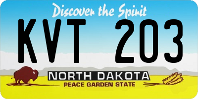 ND license plate KVT203