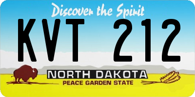ND license plate KVT212