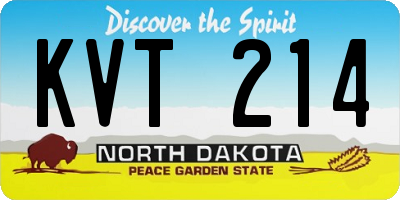 ND license plate KVT214