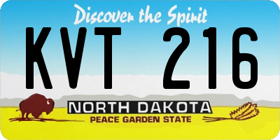 ND license plate KVT216