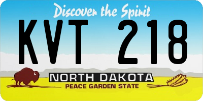 ND license plate KVT218