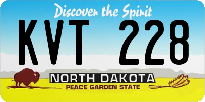 ND license plate KVT228