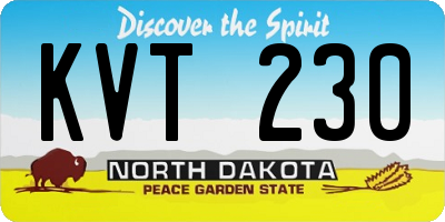 ND license plate KVT230