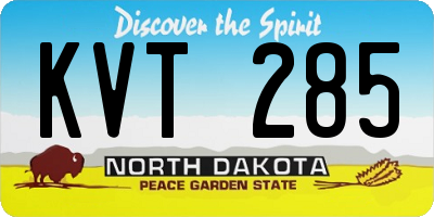 ND license plate KVT285