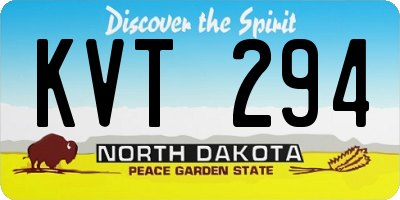 ND license plate KVT294