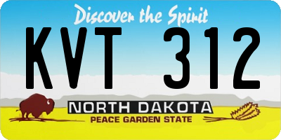 ND license plate KVT312