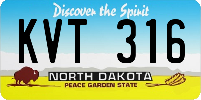 ND license plate KVT316