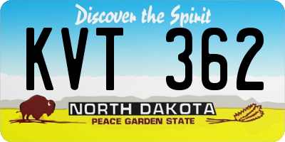 ND license plate KVT362