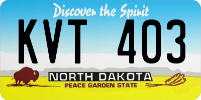 ND license plate KVT403