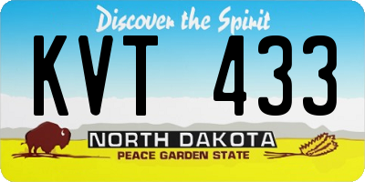 ND license plate KVT433