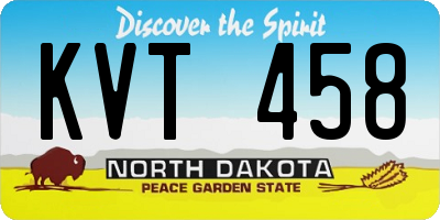 ND license plate KVT458