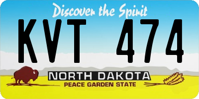 ND license plate KVT474