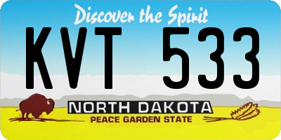 ND license plate KVT533