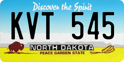 ND license plate KVT545