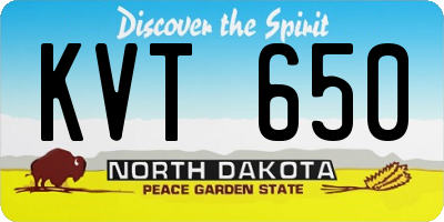 ND license plate KVT650