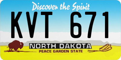 ND license plate KVT671