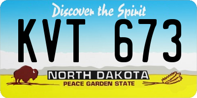 ND license plate KVT673
