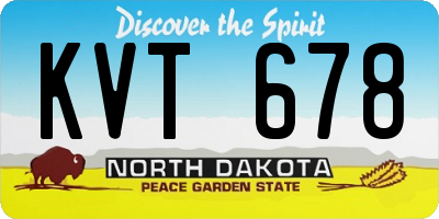 ND license plate KVT678