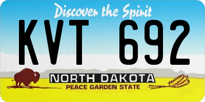 ND license plate KVT692