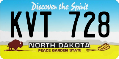 ND license plate KVT728