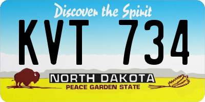 ND license plate KVT734