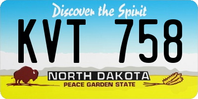 ND license plate KVT758