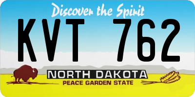 ND license plate KVT762