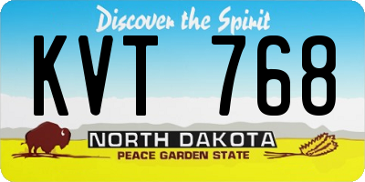 ND license plate KVT768
