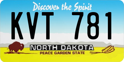 ND license plate KVT781