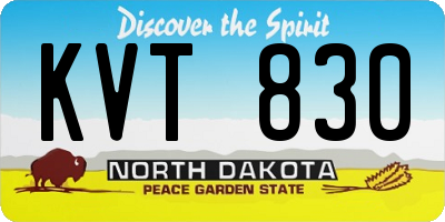 ND license plate KVT830