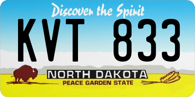 ND license plate KVT833