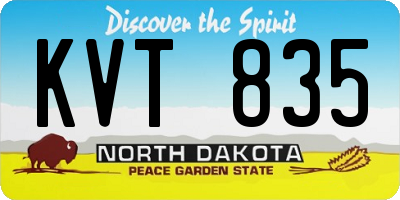 ND license plate KVT835