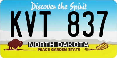 ND license plate KVT837