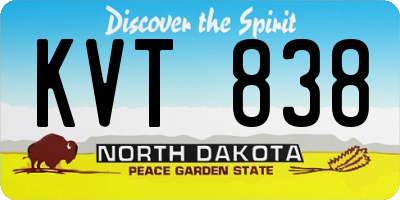 ND license plate KVT838