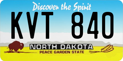 ND license plate KVT840