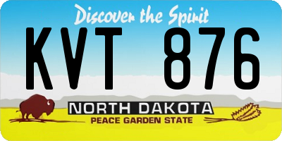 ND license plate KVT876