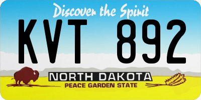 ND license plate KVT892