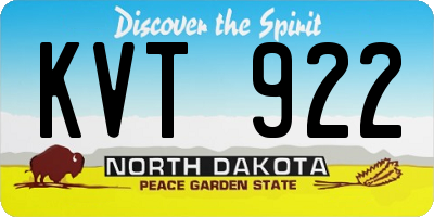 ND license plate KVT922