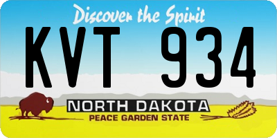 ND license plate KVT934
