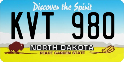 ND license plate KVT980