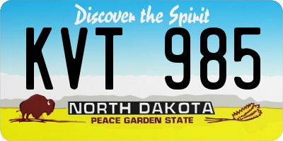 ND license plate KVT985