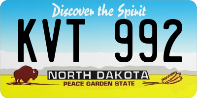 ND license plate KVT992